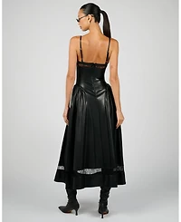 WeWoreWhat Women's Lace Panel Corset Midi Dress