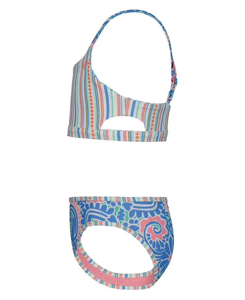 Roxy Girls' 7-16 Floral Printed Swim Top and Bottom, 2-Piece Set
