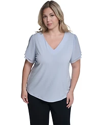 Calvin Klein Plus V-Neck Pull-On Top