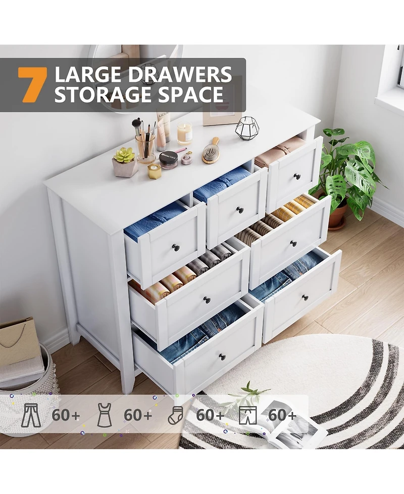 gaomon 7 Drawers Dresser for Bedroom, Farmhouse Wood Dressers & Chest of Drawers for Clothes