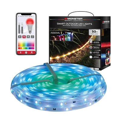 Monster Cable 50 ft Sound Reactive Smart Multi-Color Outdoor Led Light Strip