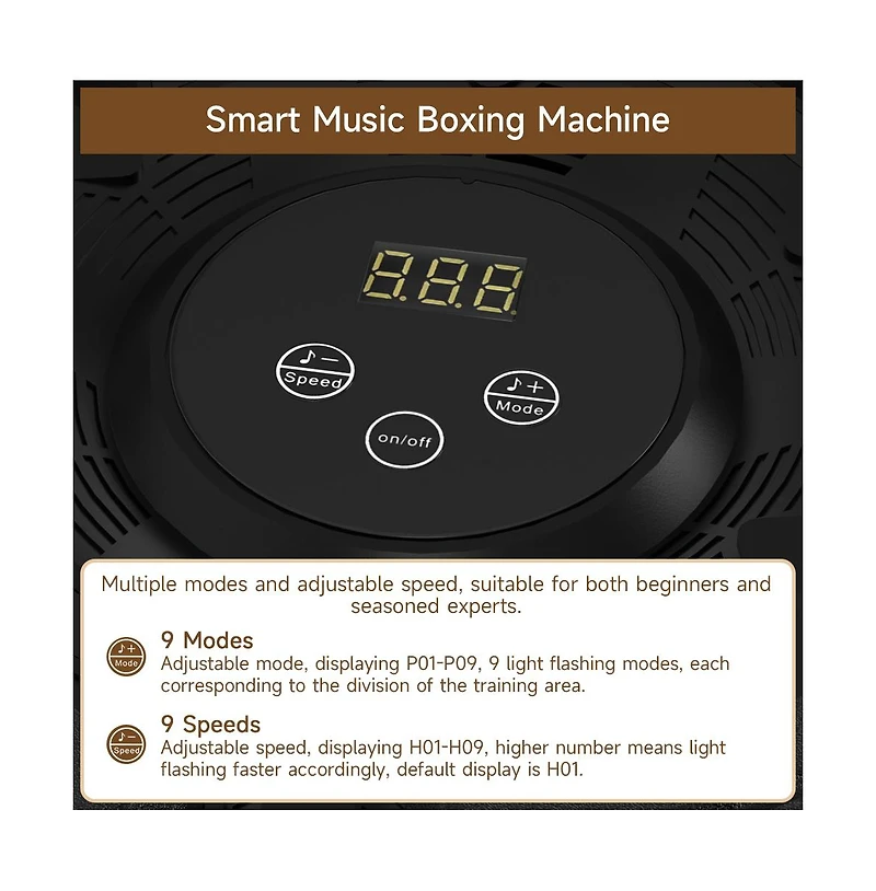 Artudatech Music Boxing Machine with 9 Speeds & Bluetooth, Led Punch Tracker for Family Fitness