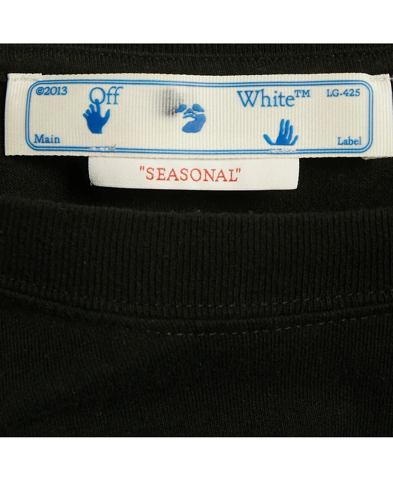 Pre-Owned Off-White Men's Black Logo Embroidered Cotton Crewneck T-Shirt