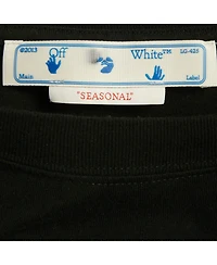 Pre-Owned Off-White Men's Black Logo Embroidered Cotton Crewneck T-Shirt