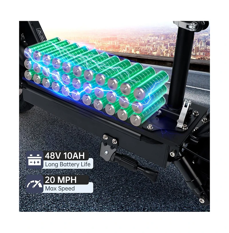 Artudatech 10 inch Adult Foldable Electric Scooter with Dual Brakes & Auto Power-Off, 48V Motor for 20MPH & 25-Mile Range