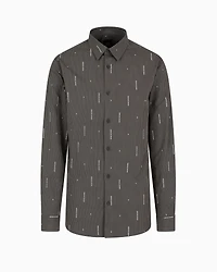 A|X Armani Exchange Men's Slim-Fit Striped Logo Print Long Sleeve Button-Front Shirt