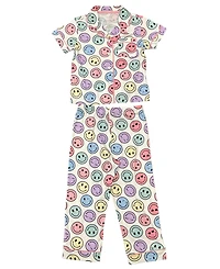 Tahari Girls 3-Piece Pajama Set with Short Sleeve Notch Collar Top, Elastic Waistband Pants, and Shorts Scrunchie