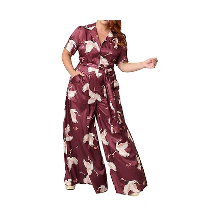 Unique Vintage Plus 1940s Flare Leg Jumpsuit