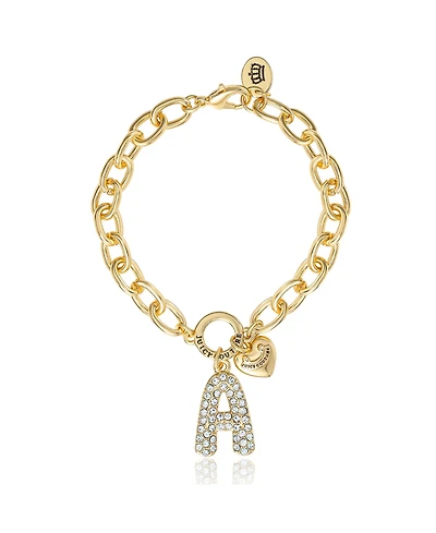 Juicy Couture Pave Initial Charm Bracelet - 7.5'' Gold Tone Link