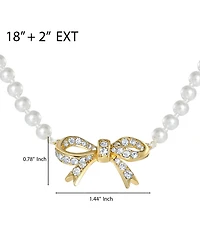 Juicy Couture Pave Bow, Gold Tone Accents Pearl Necklace