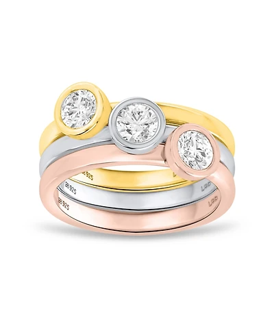 Forever Grown Diamonds 3-Pc. Lab-Grown Diamond Ring (1.ct. t.w.) Set Sterling Silver, 14K Yellow Gold Plating & Rose Silv