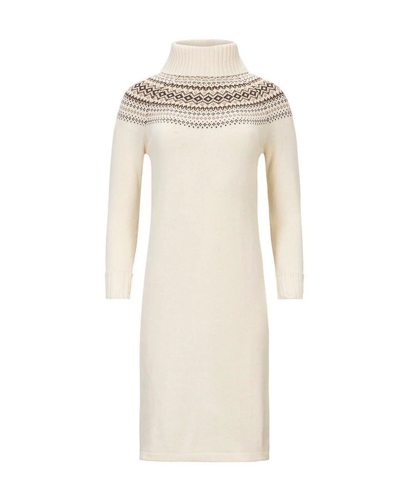 Hope & Henry Women's Organic Long Sleeve Turtleneck Intarsia Sweater Dress