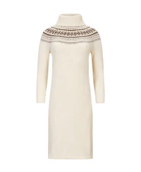 Hope & Henry Women's Organic Long Sleeve Turtleneck Intarsia Sweater Dress