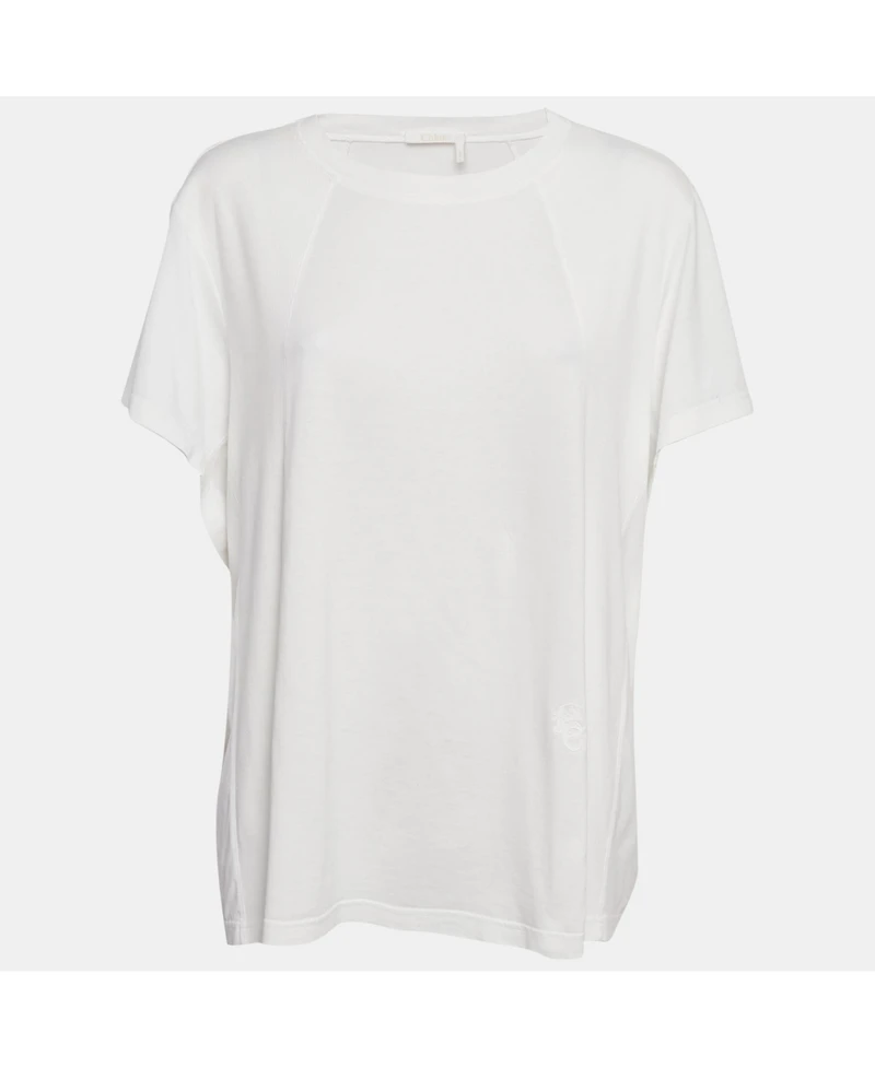 Pre-Owned Chloe Women's White Jersey Cotton Crew Neck T-Shirt