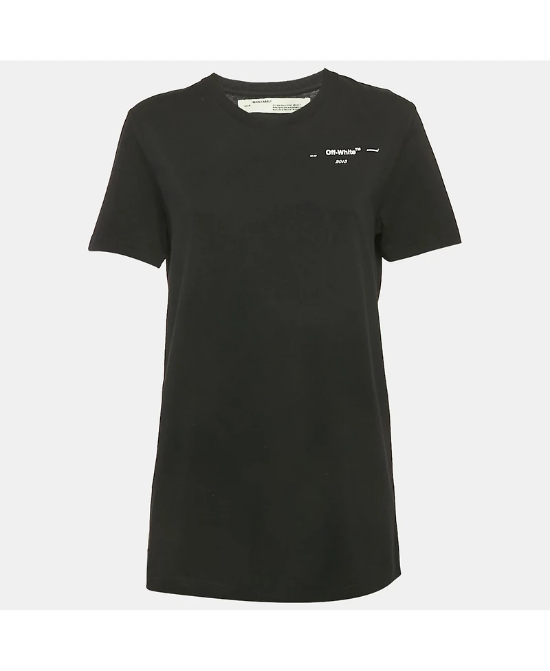 Pre-Owned Off-White Women's Black Leaf Embossed Jersey Crewneck T-Shirt