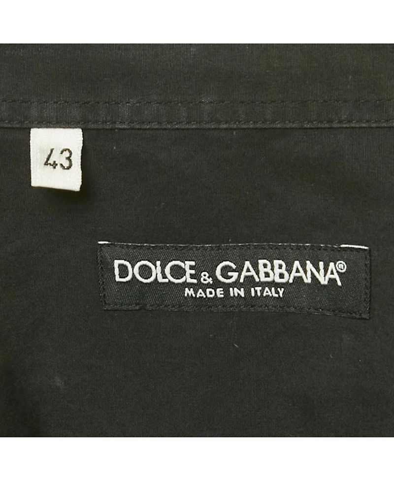 Pre-Owned Dolce & Gabbana Men's Black Cotton Logo Trimmed Button Front Shirt