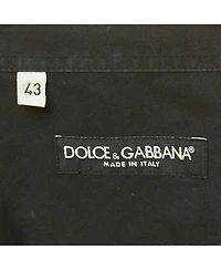 Pre-Owned Dolce & Gabbana Men's Black Cotton Logo Trimmed Button Front Shirt