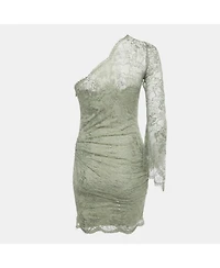 Pre-Owned Emilio Pucci Women's Green Lace One-Shoulder Mini Dress