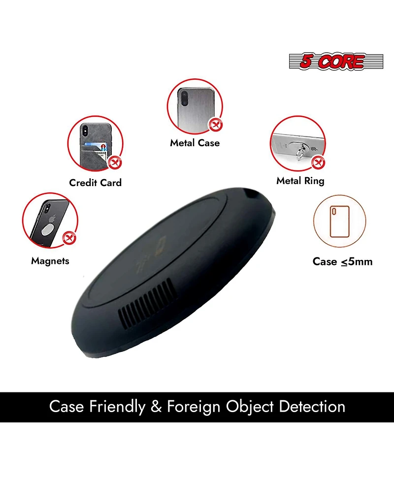 5 Core Wireless Charging Stand 2 Pieces 10W Fast Wireless Charger Station with Sleep-Friendly Light