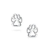 Bling Jewelry Animal Lover Best Friend Puppy Kitten Multi-Charm Bracelet & Matching Paw Print Stud Earrings Jewelry Set Sterling Silver