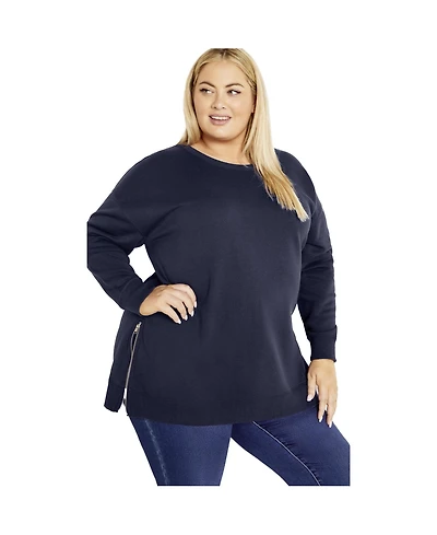 Avenue Women's Plus Jade Longline Zip Top
