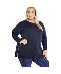 Avenue Women's Plus Jade Longline Zip Top