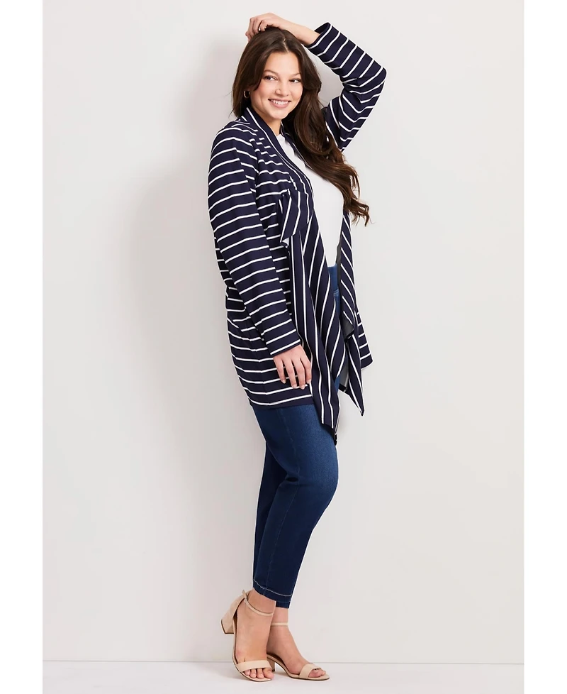 Avenue Women's Striped Cascade Cardigan