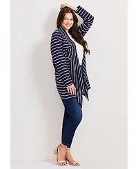 Avenue Women's Striped Cascade Cardigan