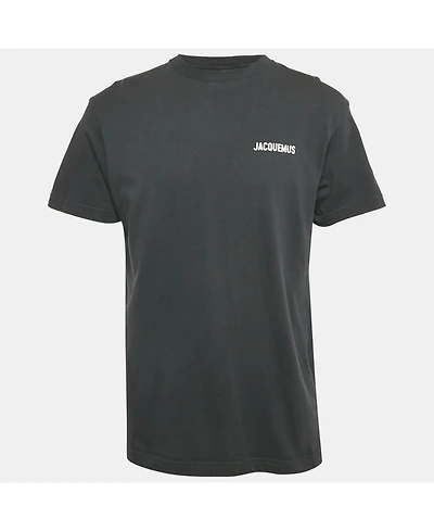 Pre-Owned Jacquemus Men's Navy Blue Logo Print Cotton Crew Neck T-Shirt