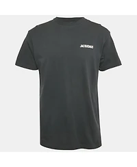 Pre-Owned Jacquemus Men's Navy Blue Logo Print Cotton Crew Neck T-Shirt