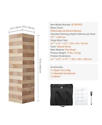 Hongge Wooden Tumbling Tower Game 54 Blocks Family Stacking Game