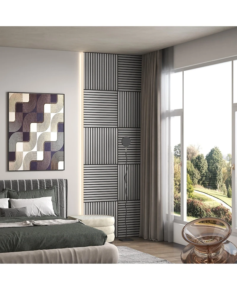 Homcom 4 Pack Acoustic Wall Panels, 24" x 24" Wood Wall Panels,