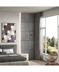 Homcom 4 Pack Acoustic Wall Panels, 24" x 24" Wood Wall Panels,