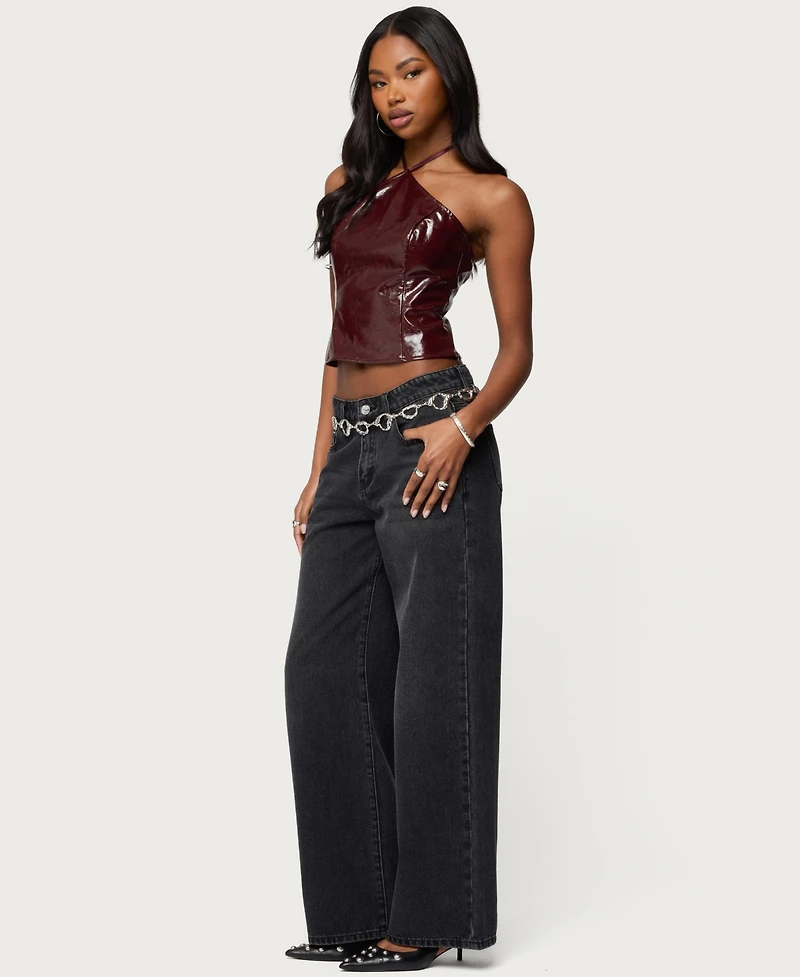 Edikted Women's Hailie Faux Leather Halter Top