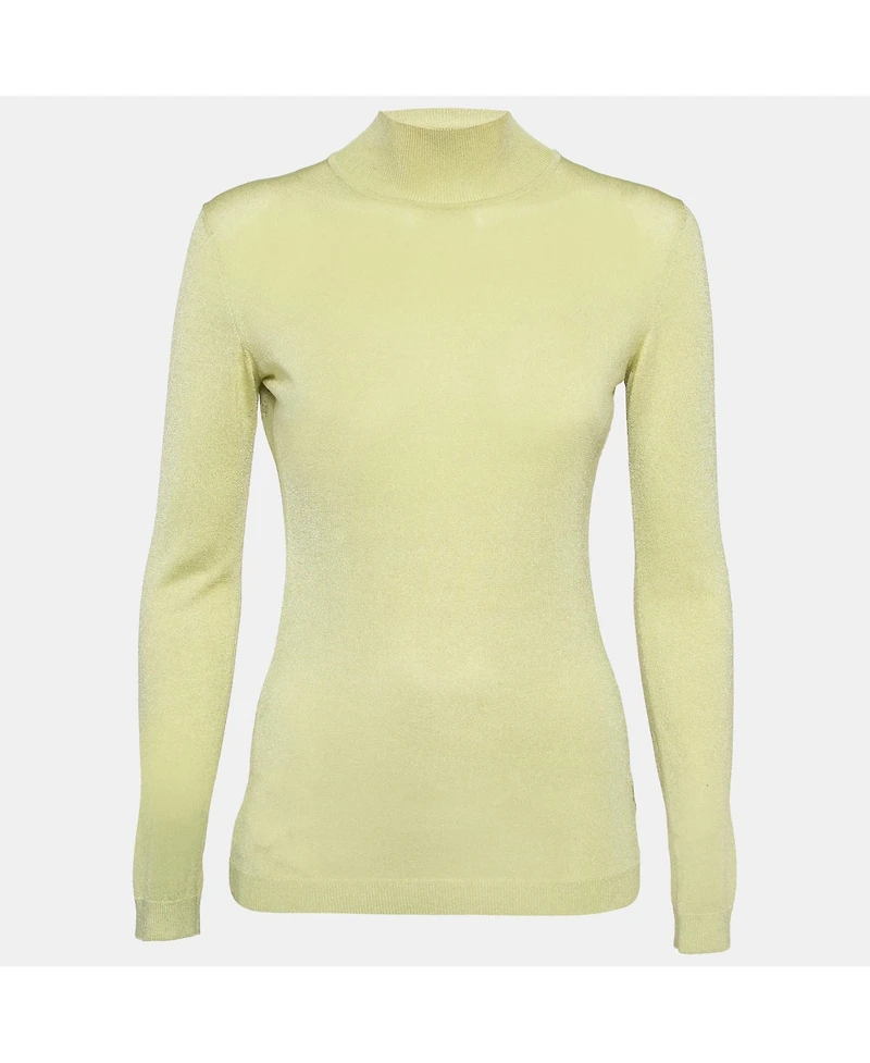 Pre-Owned Versace Women's Jeans Couture Lime Green Knit Back Open Sweatshirt