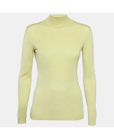 Pre-Owned Versace Women's Jeans Couture Lime Green Knit Back Open Sweatshirt