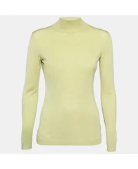 Pre-Owned Versace Women's Jeans Couture Lime Green Knit Back Open Sweatshirt
