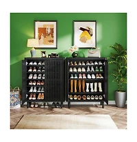 Slickblue Narrow Hallway Shoe Cabinet with Wooden Doors