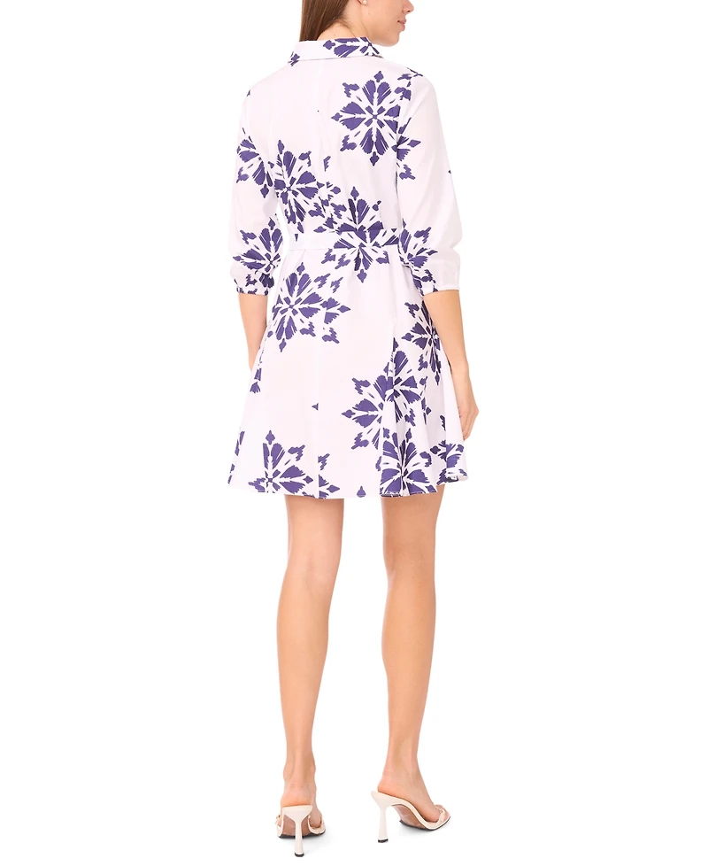 Msk Petite Collared Button-Front Shirt Dress