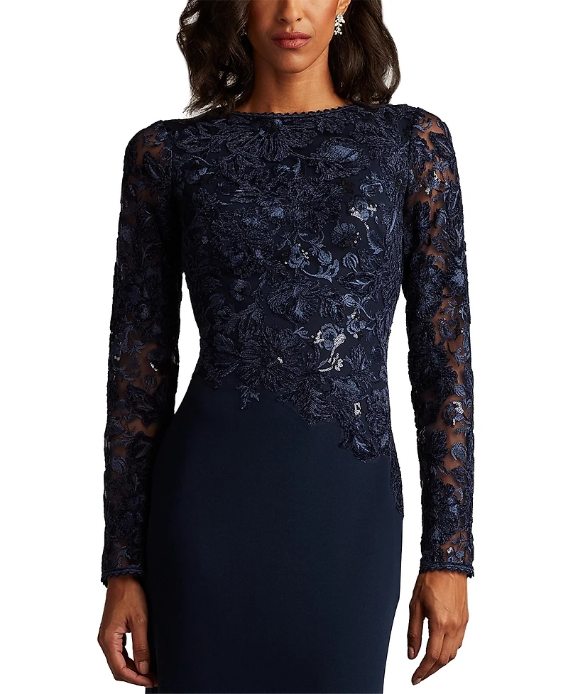 Tadashi Shoji Women's Forena Embroidered Crepe Gown