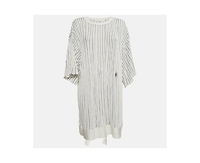 Pre-Owned Chloe Women's Pre-Owned Chloe Off-White Patterned Knit Mini Dress with Flared Sleeves