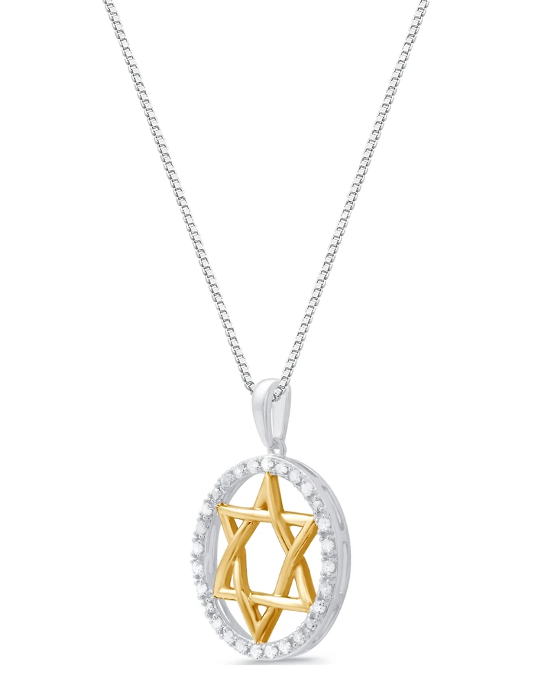 Marsala Diamond Star of David Pendant Necklace (1/4 ct. t.w.) in Sterling Silver & 14k Gold Plated Over Sterling Silver