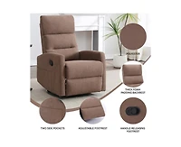 sumyeg Manual Recliner Chair with Rocker and Swivel Fabric