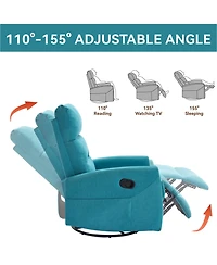 sumyeg Manual Recliner Chair with Rocker and Swivel Fabric