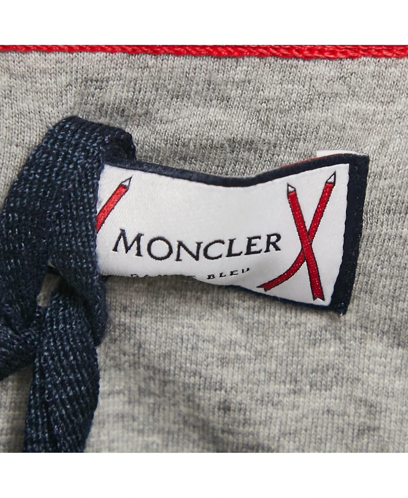 Pre-Owned Moncler Men's Grey Cotton Logo Applique Crew Neck