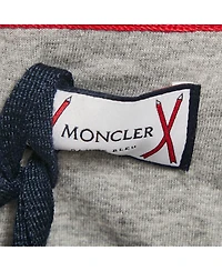 Pre-Owned Moncler Men's Grey Cotton Logo Applique Crew Neck