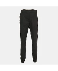 Pre-Owned Alexander Mcqueen Men's Black Logo Embroidered Cotton Trousers