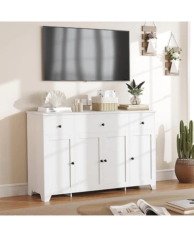 gaomon Sideboard Buffet Cabinet, 55in Large Modern Kitchen Coffee Bar Cupboard Cabinet with 4 Doors 3 Drawers Adjustable Shelves Wood Coffee Bar