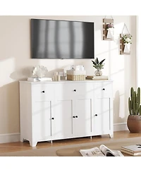 gaomon Sideboard Buffet Cabinet, 55in Large Modern Kitchen Coffee Bar Cupboard Cabinet with 4 Doors 3 Drawers Adjustable Shelves Wood Coffee Bar