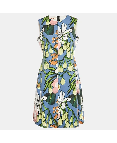 Pre-Owned Marni Women's Blue Printed Cotton Blend Sleeveless Short Dress